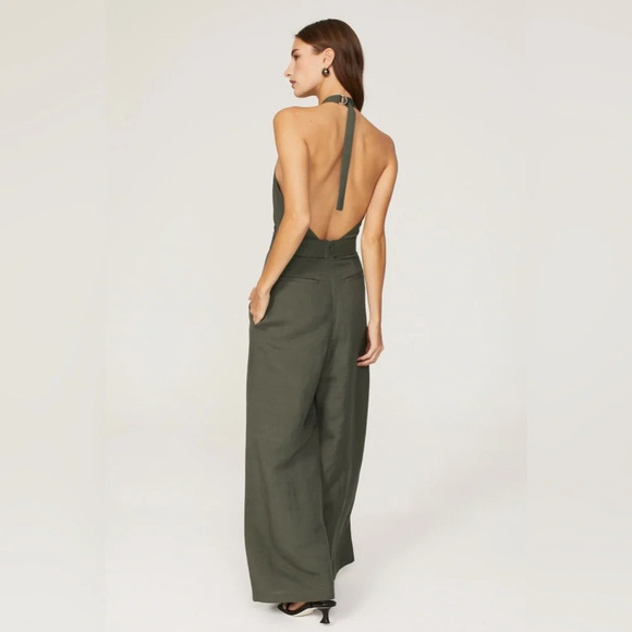 Adam Lippes Olive Halter Jumpsuit - Picture 3 of 8